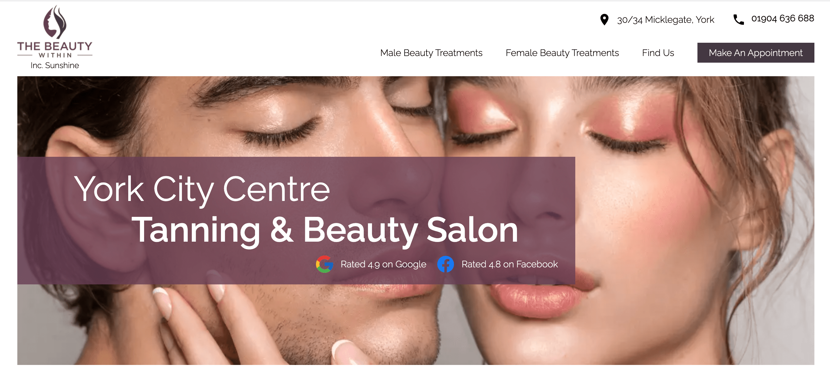 The Beauty Within Website Homepage on Desktop