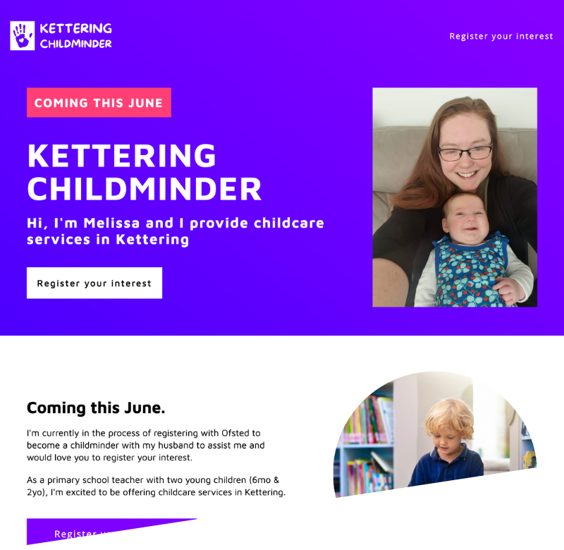 Childcare website preview.